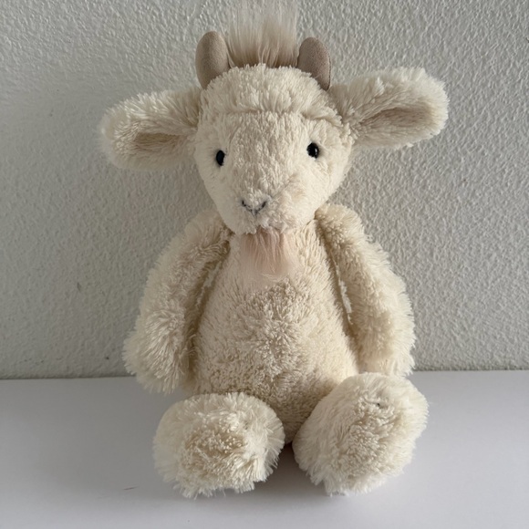 Jellycat Bashful Billy Goat Cream Beige‎ Horns Goatee Plush 12” RARE & RETIRED
